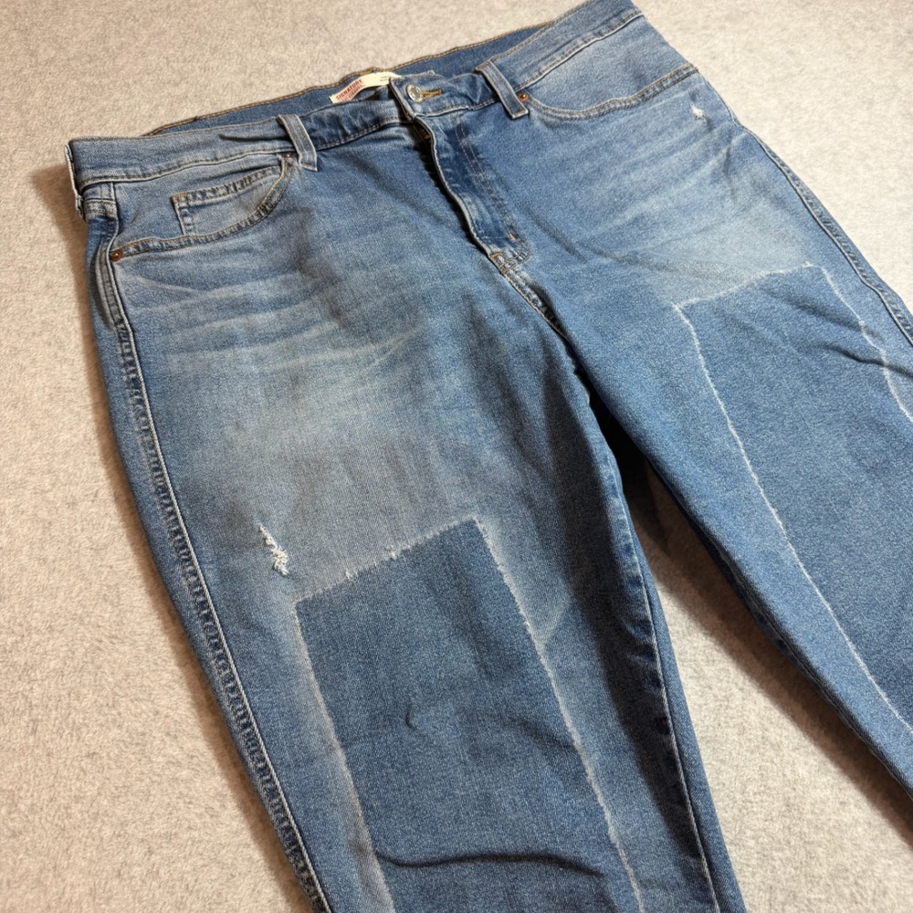 Signature by Levi Strauss Heritage Boyfriend Women 16 Blue Patched Distressed